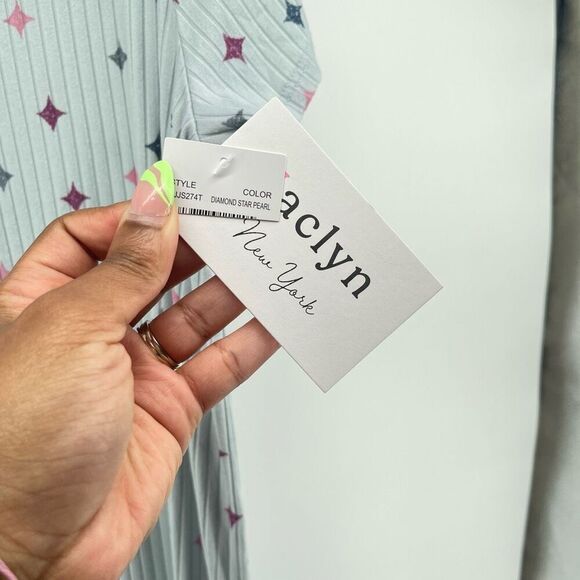 Jaclyn New York Blue Star Diamond Pearl Print Sleep Shirt Nightgown Medium NWT - Picture 7 of 8